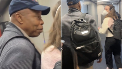 Eski New York Belediye Başkanı Eric Adams, bir havaalanında kendisine