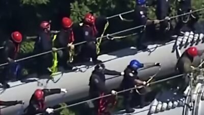 Sabah saatlerinde George Washington Köprüsü üzerinde ve çevresinde sıra dışı